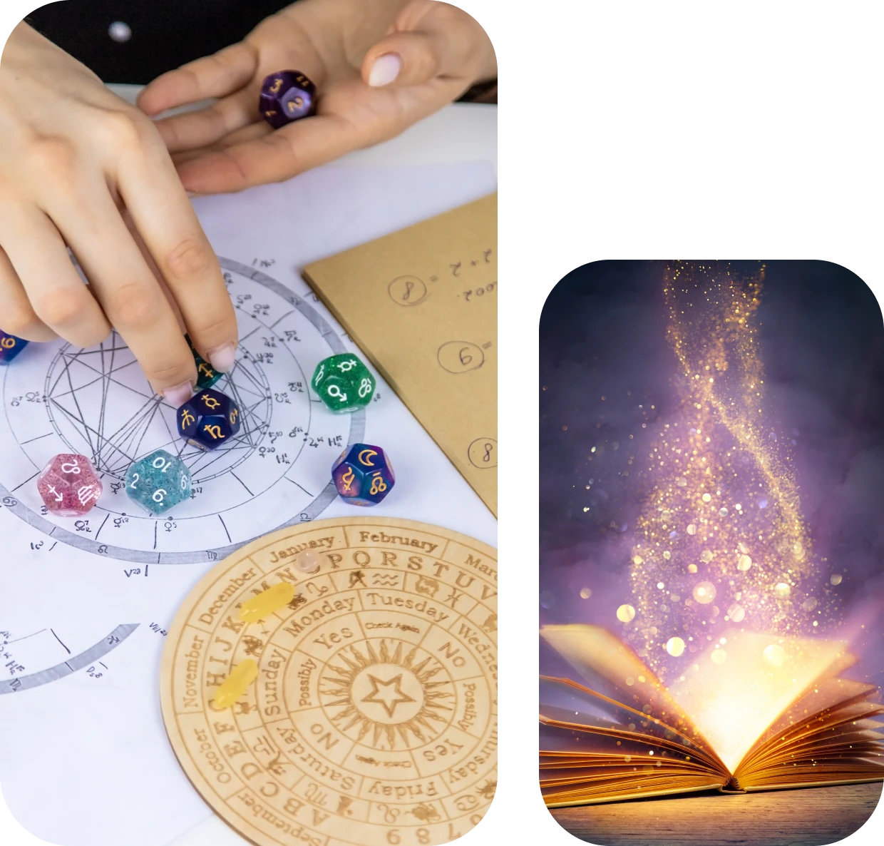 Magical open book with sparkles